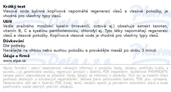 Příbalový leták - Luna vlasová voda bylinná kopřiva 120ml