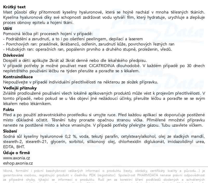 Příbalový leták - CICATRIDINA mast 30g