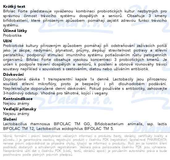 Příbalový leták - Bifolac Forte cps.30