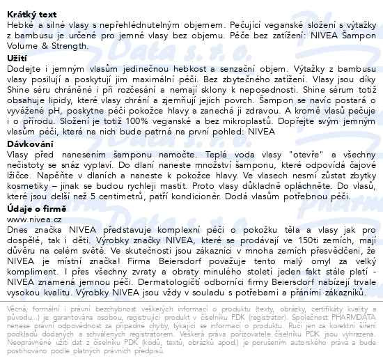 Příbalový leták - NIVEA VolumeStrength šampon MINI 50ml