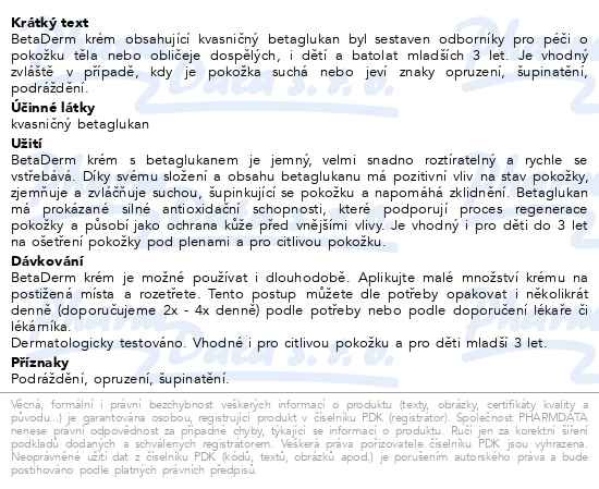 Příbalový leták - BetaDerm krém s betaglukanem 50g