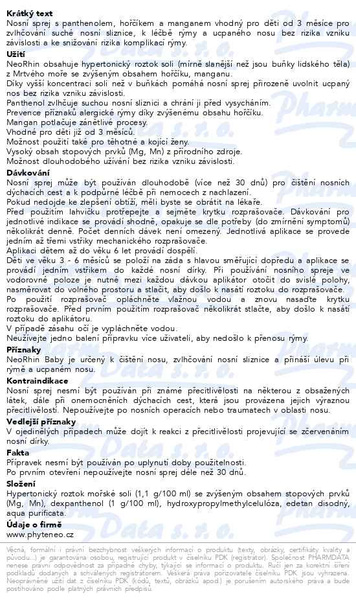 Příbalový leták - Phyteneo NeoRhin Baby 30ml