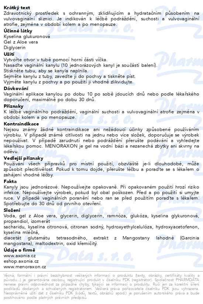 Příbalový leták - Menoraxon vaginální gel 30ml+10 jednorázo.kanyl