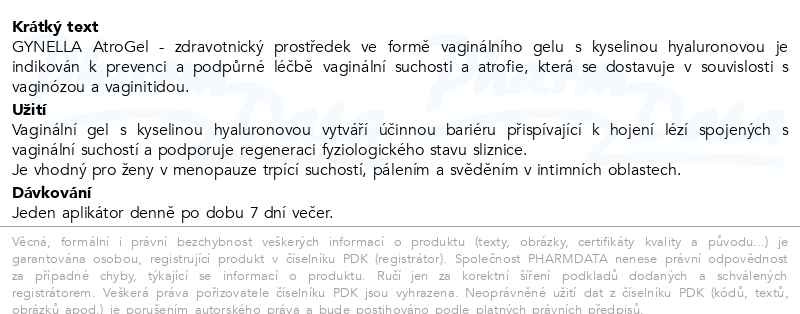 Příbalový leták - GYNELLA AtroGel 7x5g jednorázových vaginálních aplikátorů