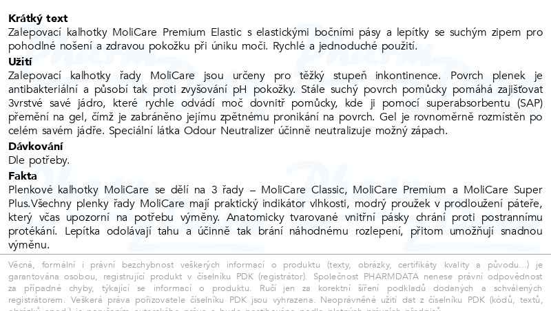 Příbalový leták - MoliCare Elastic 8 kapek vel. L