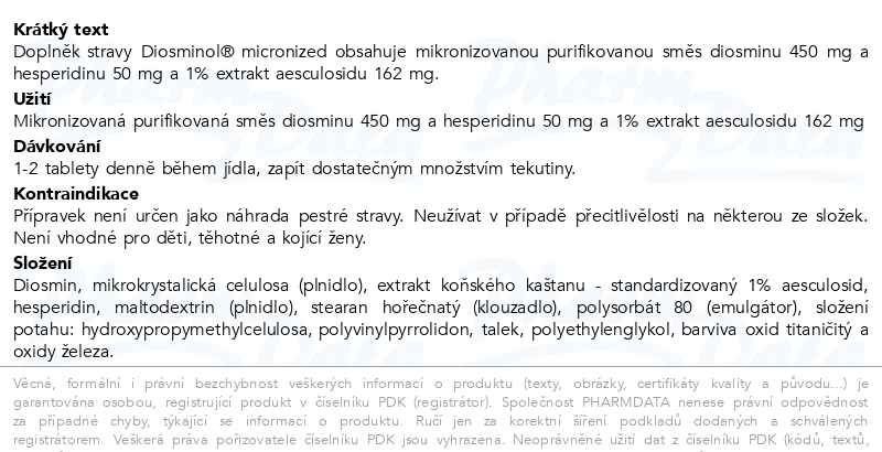 Příbalový leták - Diosminol micronized, 60 tablet