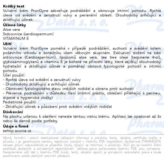 Příbalový leták - PruriGyne vulvární krém 30ml
