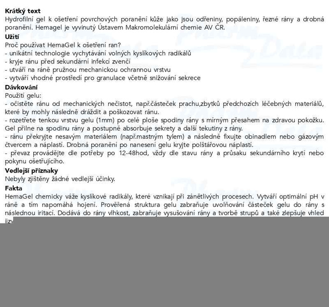 Příbalový leták - HemaGel 5g