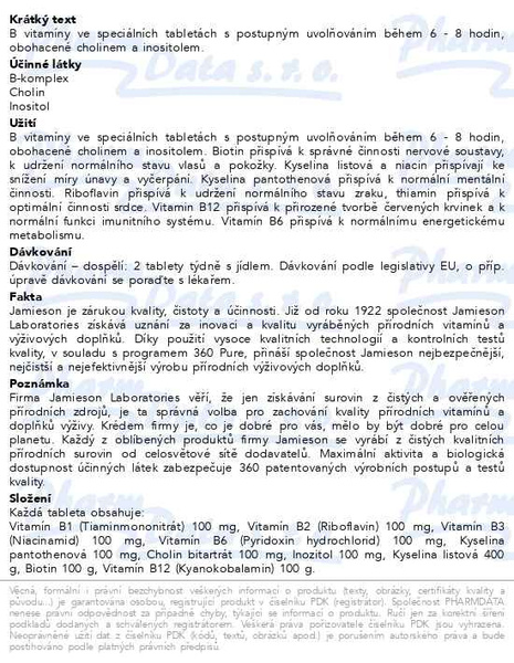 Příbalový leták - JAMIESON B-komplex 100mg s postupným uvolňováním tbl.60