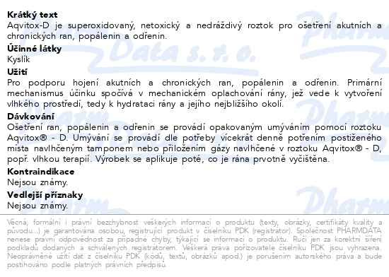 Příbalový leták - Aqvitox-D roztok s rozprašovačem 500ml
