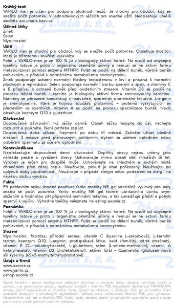 Příbalový leták - YARILO Man PLATINUM 50x2g