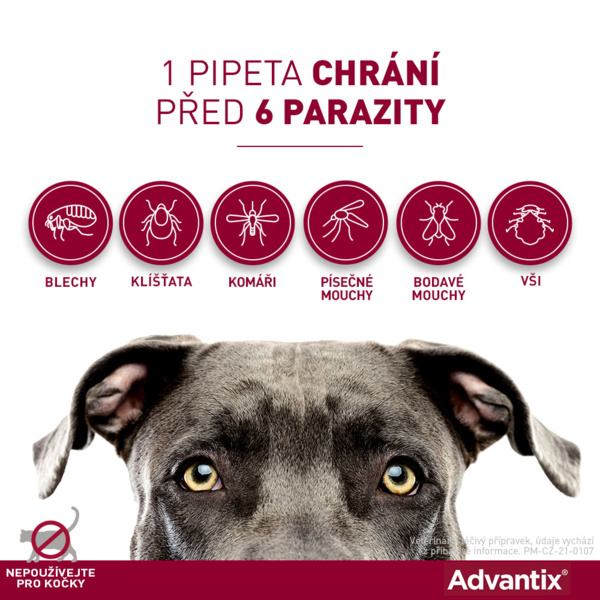 ADVANTIX 1 pipeta chrani pred 6 parazity