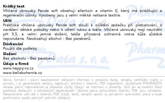 Příbalový leták - Panda soft vlhčené ubrousky 56ks