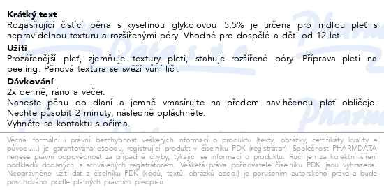 Příbalový leták - ISISPHARMA Glyco-A Foamer čistící pěna 100ml