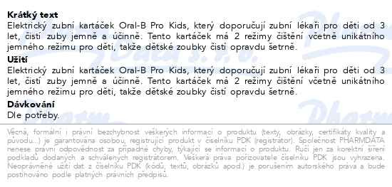 Příbalový leták - Oral-B Pro Kids Elektrický Zubní Kartáček, 1 Rukojeť S Motivem Ledového Království, 1 Kartáčková Hlava, Pro Děti Od 3 Let