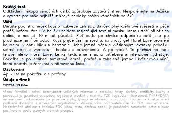 Příbalový leták - NIVEA BOX FLORAL LOVE LE 24