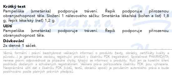 Příbalový leták - HERBEX Pampeliška a řepík n.s.20x3g