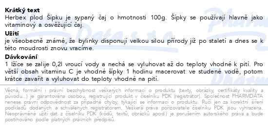 Příbalový leták - HERBEX Šípek plod čaj sypaný 100g