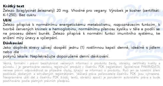 Příbalový leták - Solgar Železo 20 mg cps.90