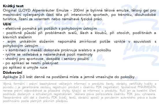 Příbalový leták - Original LLOYD Alpenkräuter-Emulsion 200ml