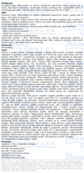 Příbalový leták - LOVI Lahev MAMMAFEEL 0m+ 150ml