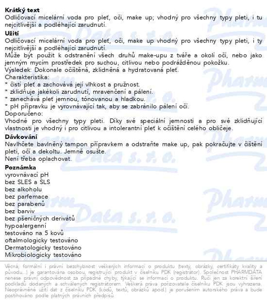 Příbalový leták - RILASTIL Daily Care micelární čistící voda 400ml
