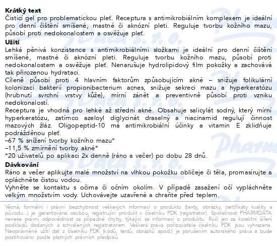 Příbalový leták - RILASTIL Acnestil čisticí gel pro probl.pleť 400ml