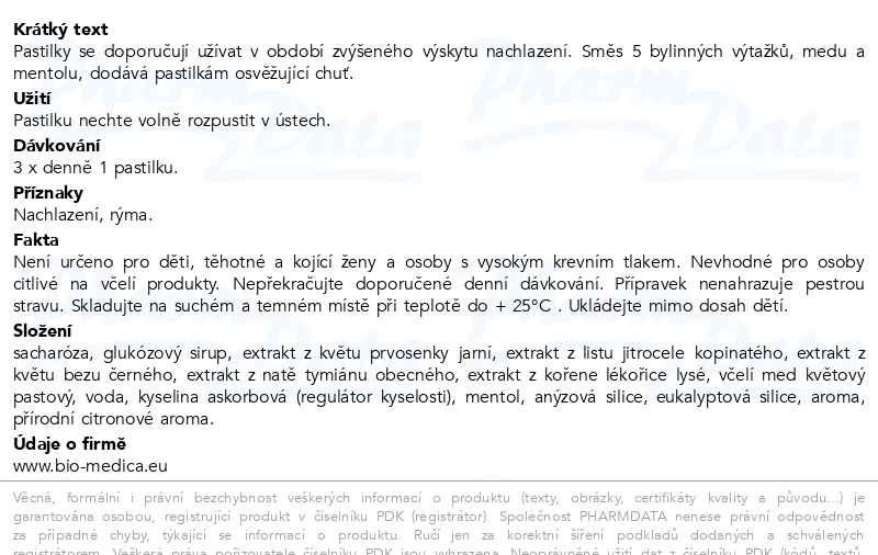 Příbalový leták - Bitusilky bylinné pastilky s medem 15+2
