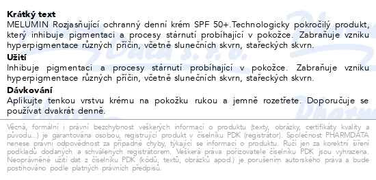 Příbalový leták - Dermedic Melumin Rozjasňující denní krém SPF50+ 50ml