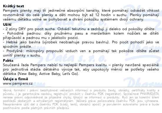 Příbalový leták - Pampers pants 7 17+kg 38ks