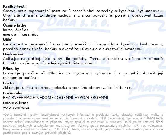 Příbalový leták - CeraVe Extra regenerační mast 88ml