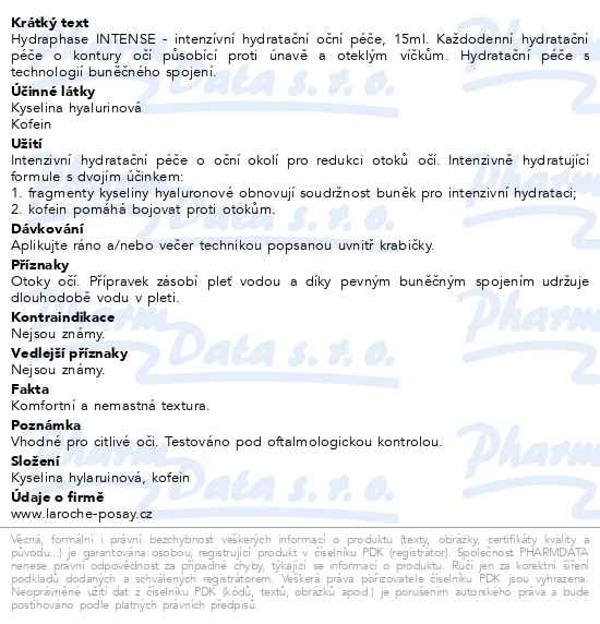Příbalový leták - LA ROCHE-POSAY Hydraphase Intenzivní oční péče 15 ml