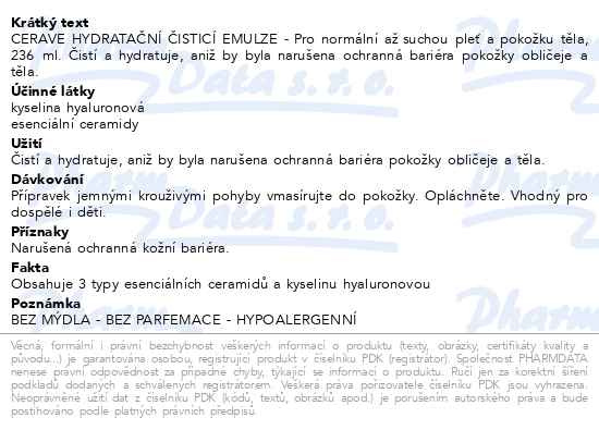 Příbalový leták - CERAVE Hydratační čisticí gel na obličej a tělo 236 ml