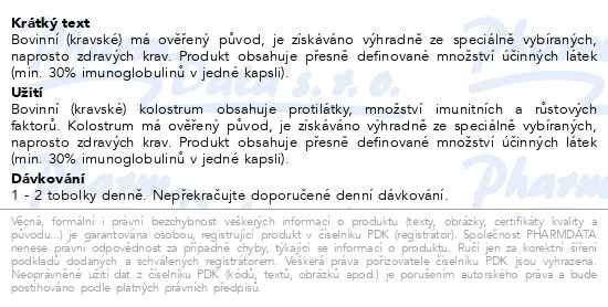 Příbalový leták - Edenpharma Kolostrum cps.30