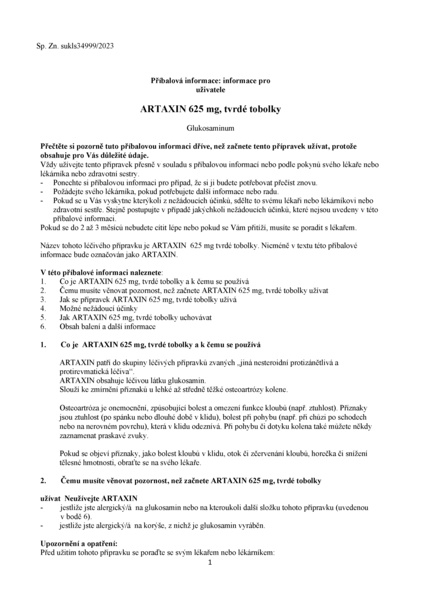 Příbalový leták (SUKL) - Artaxin 625mg cps.dur.60
