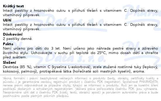 Příbalový leták - Intact hroznový cukr s vitaminem C, třešeň 16ks