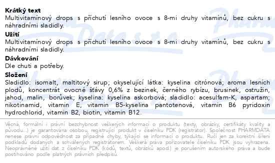 Příbalový leták - Vivil Multivitamín lesní plody bez cukru 120g