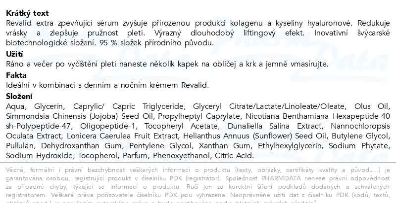 Příbalový leták - Revalid Extra-Firming Boost Serum 30ml