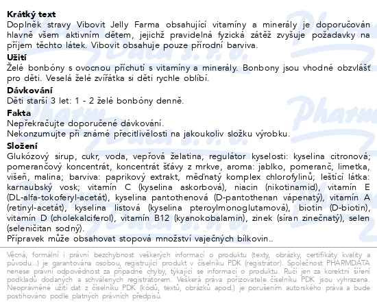 Příbalový leták - Vibovit Farma, želé multivitaminy 50 ks