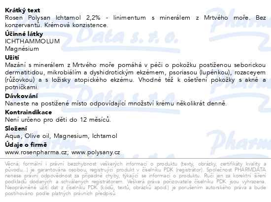 Příbalový leták - Rosen 2.2% Ichtamol v Polysanu 100g