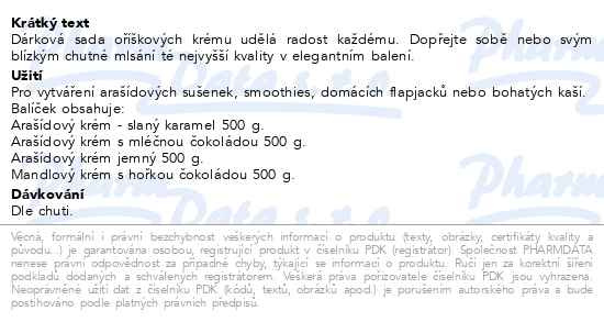 Příbalový leták - Allnature Oříškové krémy dárková sada