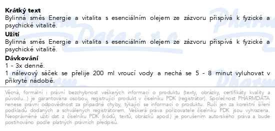 Příbalový leták - Megafyt Energie a vitalita 20x1.5g