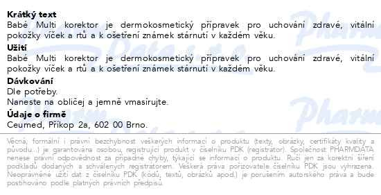Příbalový leták - Babé HealthyAging+ Multi korektor 15 ml (Multi Corrector Eyes and Lips Tensor)