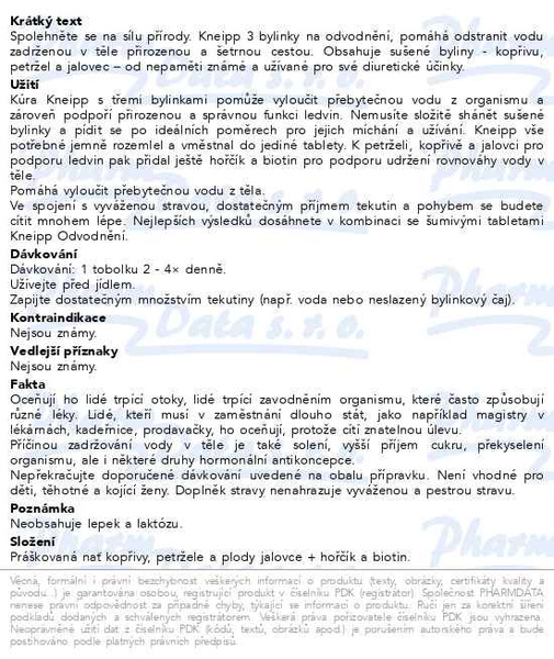 Příbalový leták - KNEIPP 3 bylinky plus na odvodnění tob.60
