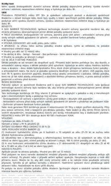 Příbalový leták - BIODERMA Photoderm PEDIATRICS mléko SPF50+ 100ml