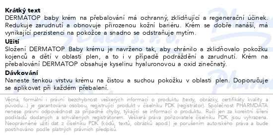 Příbalový leták - DERMATOP baby cream krém na přebalování 100g