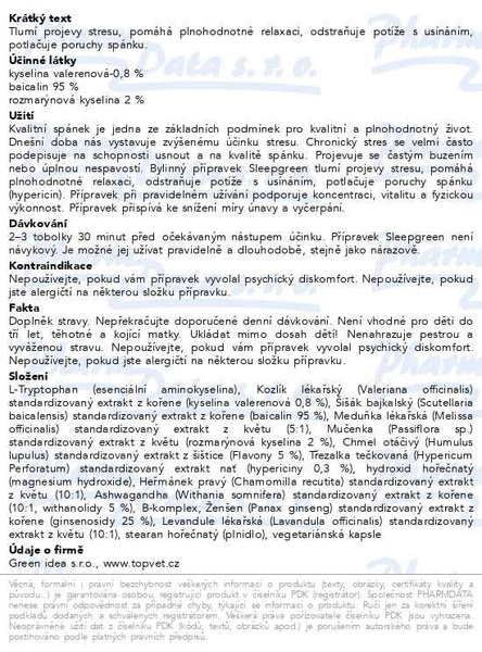 Příbalový leták - Green idea Sleepgreen 90 tablet