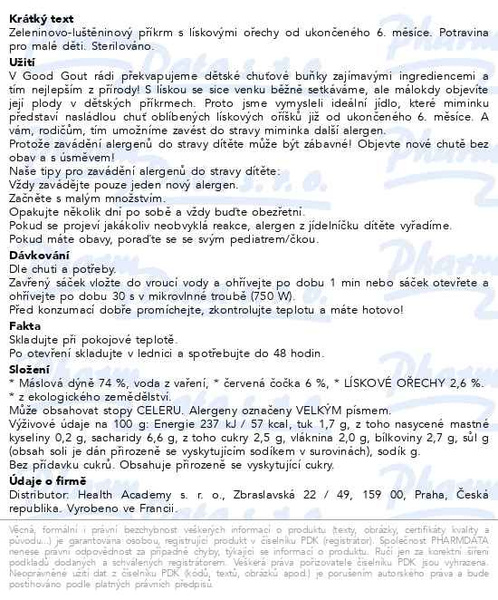 Příbalový leták - Good Gout Dýň.pol.čer.čočk.a lís.oříš.BIO 190g 6M+