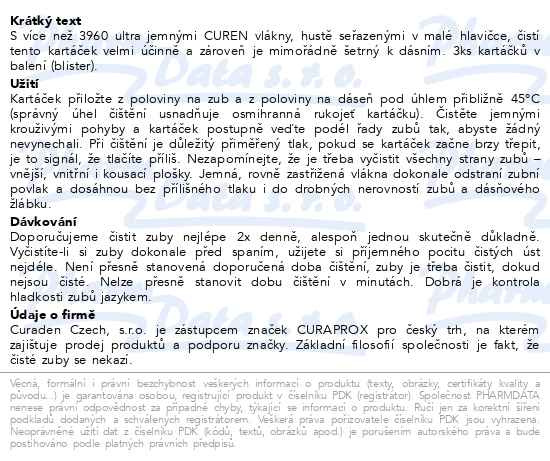 Příbalový leták - CURAPROX CS 3960 super soft zubní kartáčky 3ks