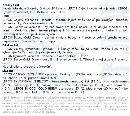 Příbalový leták - LEROS Paní učitelce čaj 60sáčků